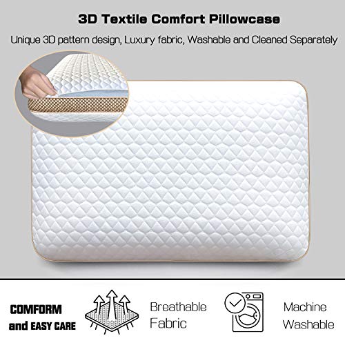 Sofslee Memory Foam Pillows Standard Size, Medium Firm Pillow for Sleeping, Orthopedic Bed Pillow for Side, Back Sleepers, Ventilated Gel Foam Pillow with Washable Cover, 23.6" x 15.7"x 5.1" - image 4