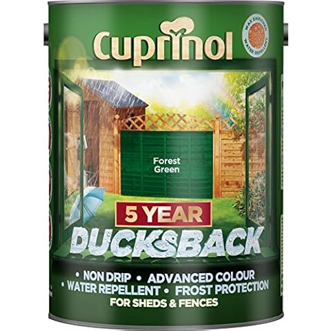 Cuprinol Ducksback 5 Year Waterproof for Sheds and Fences, 5 L - Forest Green Cover