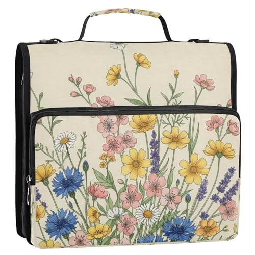 Carpeta de 3 anillos con cremallera floral de 1.5 pulgadas y capacidad para 500 hojas 2