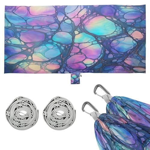 SDMKA Beautiful Baroque Texture Camping Hammock, 330 lbs with 2 Tree Straps, Carry Bag, Single Portable Hammock for Outdoor/Indoor, Hiking, Beach, Backpacking, Travel