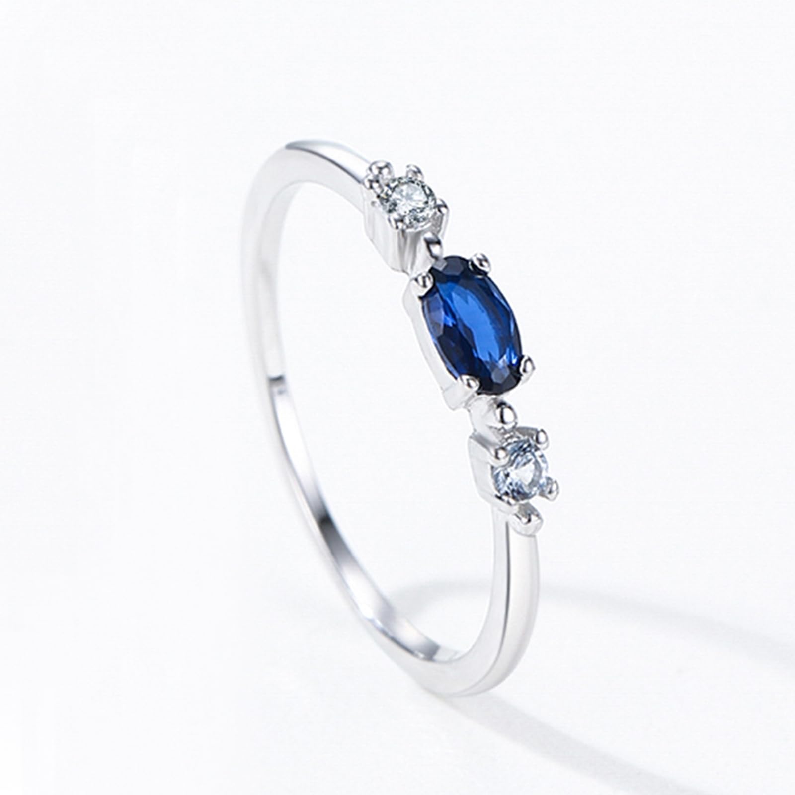 Obrączki ślubne z białego złota próby 750 dla kobiet, szafir laboratoryjny 0,3 ct i topaz, moissanit trzy kamienie, pierścionek ślubny, złoty, dla niej, rozmiar 47 (15,0)-65 (20,7)