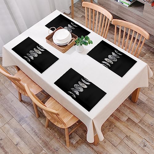 Platzset, Satz von 4 Platzsets,Emotionsphasen des Mondmusters,Gewebte Vinyl-Tischsets, waschbare und langlebige Tischsets, Tischsets für den Innen- und Außenbereich