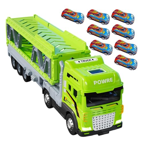GkgWuxf Juguete de camión de Transporte para niños, Pista de Carreras de eyección,Camión Portador de eyección de Pista de Carreras Plegable con 8 Coches - Juguete transportador de Doble Capa de