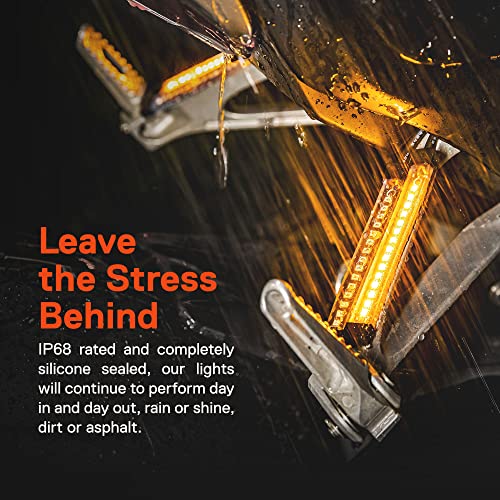 Image of True Mods 2pc 5 inch Amber LED Motorcycle Running & Turn Signal Tail Light Strip Kit [Waterproof] [Single Row] [50% DRL] [100% Blinker] Self Adhesive Surface Mount Flexible Front Fork Lamp for ATV Bike