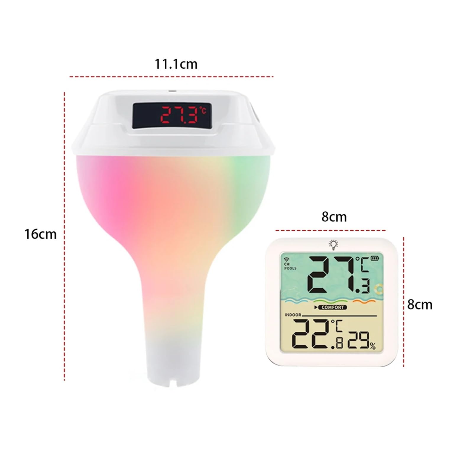 Medidor de temperatura del agua con energía solar y pantalla LED, termómetro flotante for piscina, monitor la bañera, suministros for piscinas(Lake Blue)