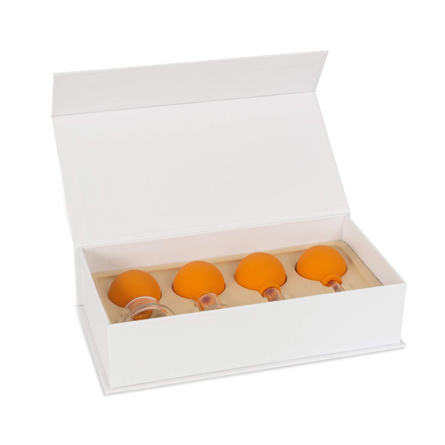 AFH Schröpfgläser Premium mit Bulk 4er Set in Box | Typ 1 - Zylinder | Blau oder Orange (Orange)