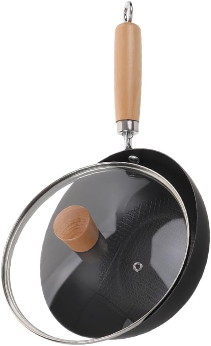 Alipis Cast Iron Stir Fry Pan Lid Nonstick Electric Gas Stove Cooktops Traditional Chinese Wok Handle Cooking Utensil