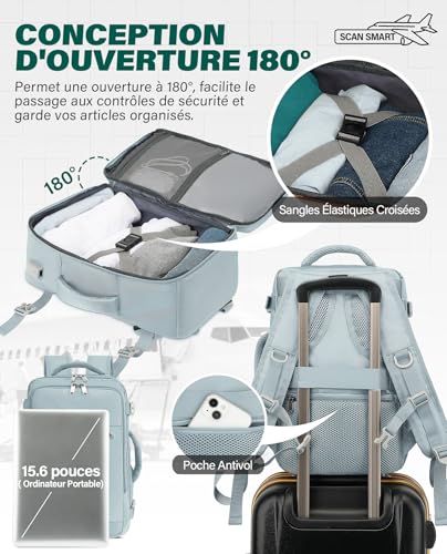 Sac Cabine Ryanair 40X30X20 : VANKEV Bagage Cabine 40x30x20 Pour Ryanair easyJet Sac à Dos Voya... – Image 6