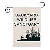 PWHAOO Wildlife Protection Garden Flag Backyard Wildlife Sanctuary Garden Flag Wildlife Conservationist Gift for Wildlife Lovers (Backyard Wildlife F)