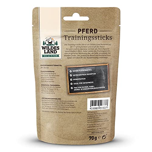 Wildes Land Leckereien für Hunde, Pferdegeschmack, 70 g