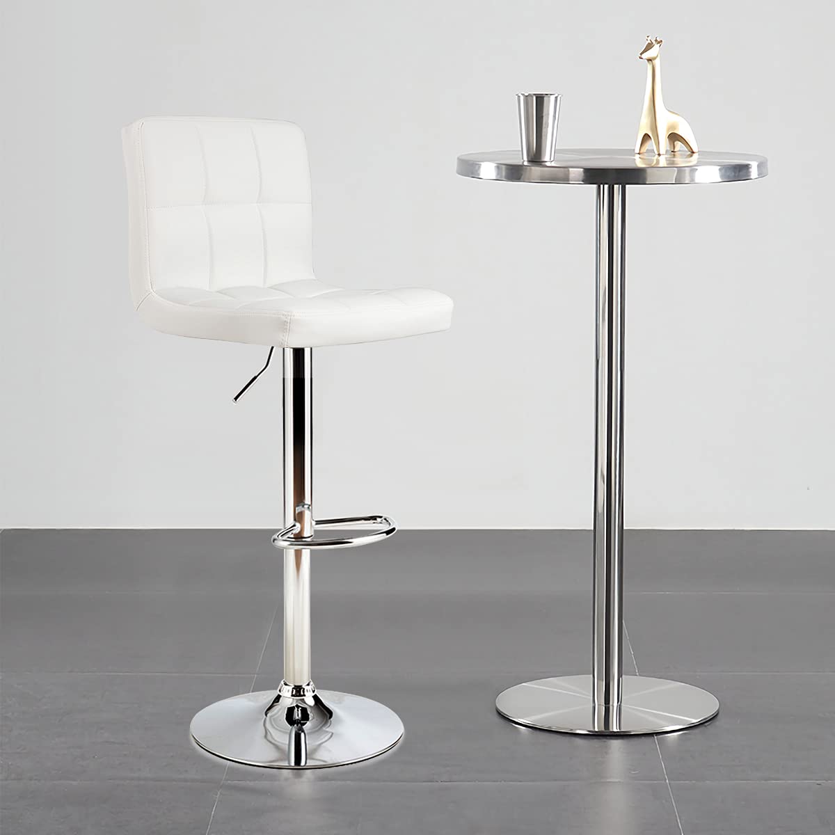 GIANTEX Sgabello da Bar o Cucina,Regolabili in Altezza 65 – 85 cm, Girevole a 360° con Schienale e Poggiapiedi, Sgabello da Bistrò, Portata Fino a 150 kg