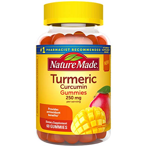 Nature Made Turmeric Curcumin Supplement Gummies, Antioxidant Benefits, Suitable for Vegetarians, Gluten Free, Mango, 60 Count