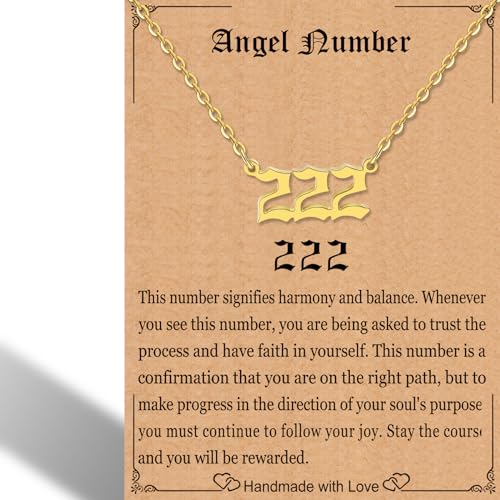RWQIAN Angel Number Gold 222 Necklace For Women,Dainty...