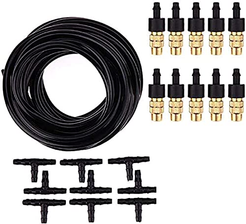 DIY Crafts Outdoor Garden Misting Cooling System Fitting Hose Nozzle Sprinkler Water Kit System Watering Irrigation Sprayer Misting Lawn Dno3 (5 Pcs Mist Kit, Included Pipe + Faucet Connector + Accessory)