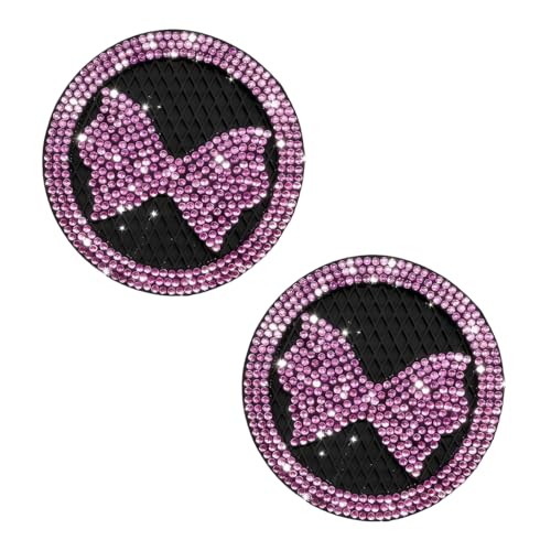 Portavasos para auto con moño brillante rosa 2 pcs