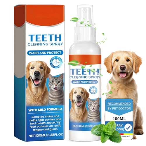 Spray dentale per cani e gatti 100 ml, Con menta rinfrescante, aiuta a mantenere l’igiene orale e a rinfrescare l’alito, ridurre la formazione di tartaro, senza spazzolatura