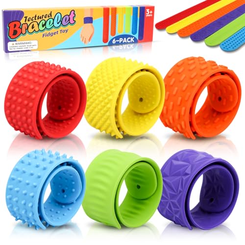 Jovicos Lot de 6 bracelets sensoriels en silicone pour enfants à partir de 3 ans et adultes