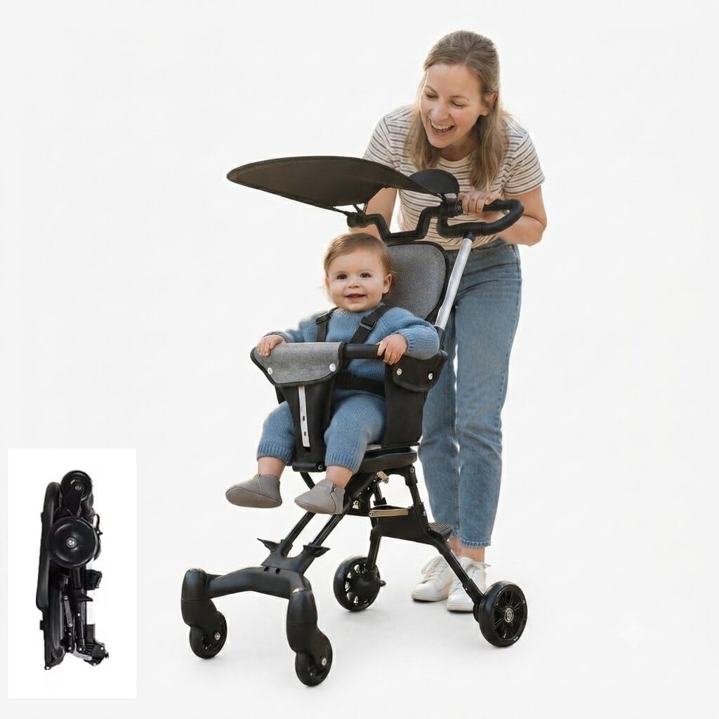 Lightweight Travel Stroller for Infant and Toddler with Sunshade Canopy, Compact Foldable Design for Airplane Travel and Outings, Sturdy Plastic and Iron Frame Supporting-image-43