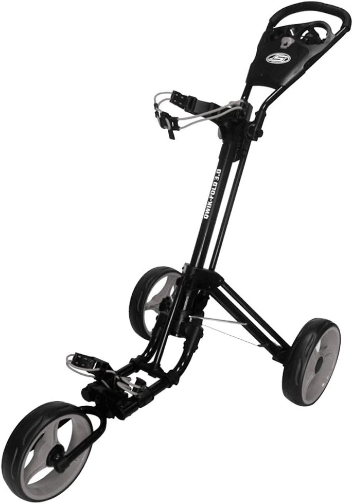"NEW 2015" SKY MAX QWIK-FOLD 3.0 3 WHEEL GOLF TROLLEY PULL / PUSH CART (Black/Charcoal)