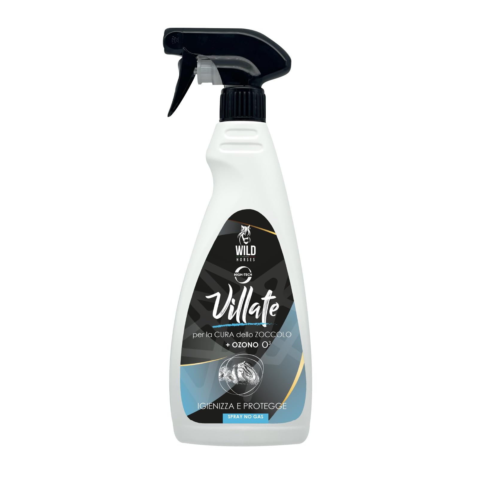 WILD HORSES - Villate con Ozono Spray per la Cura dello Zoccolo Cavallo e Mantenimento del Fettone con Olio di Oliva Ozonizzato Protegge e Detergente 500ml