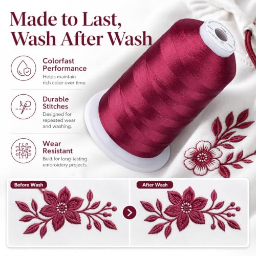 Image of Simthread 5000M 40WT Polyester Embroidery Thread, Dark Fuchsia 107 | 5000M 40WT polyester thread feeds smoothly for machine embroidery, monograms, logos, patches and quilting.