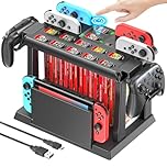 Switch Games Organizer Station with Controller Charger, Charging Dock for Nintendo Switch & OLED Joycons, Tokluck Switch Storage and Organizer for Games, TV Dock, Accessories Kit Storage