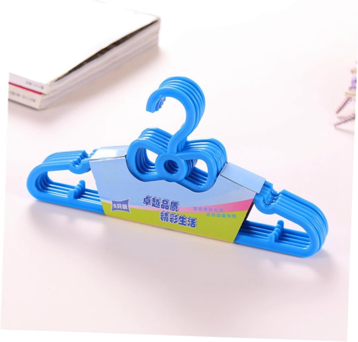 KOMBIUDA 10pc Boy Girl's Bow Hangers Solid Plastic Clothes Hangers for Boy Girl Non-Slip Design Blue for Nursery Closet Organization