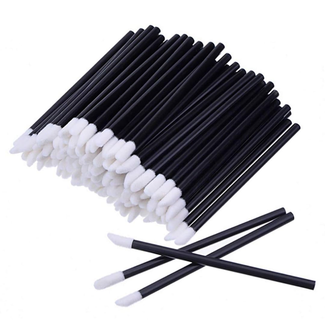 Globelle Disposable Lip Brush Wands - Pack of 50: Lipstick & Lip Gloss Applicator, Concealer Brush for Lips, Eyes, and Makeup Application (BLACK)-picture-24