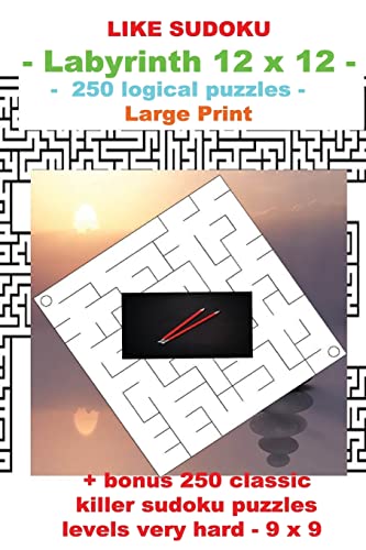 LIKE SUDOKU - Labyrinth 12 x 12 - 250 logical puzzles -: Large Print + Solutions + bonus 250 classic killer sudoku puzzles levels very hard - 9 x 9 (PITSTOP Puzzle Bonus)