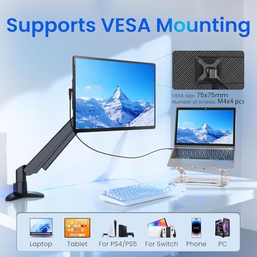 Image of Portable Monitor for Laptop - Laptop Screen Extender HDMI USB C Travel External Display with Stand Gaming Monitor for PC MAC Switch Phone Computer Xbox PS4 /5 - D1