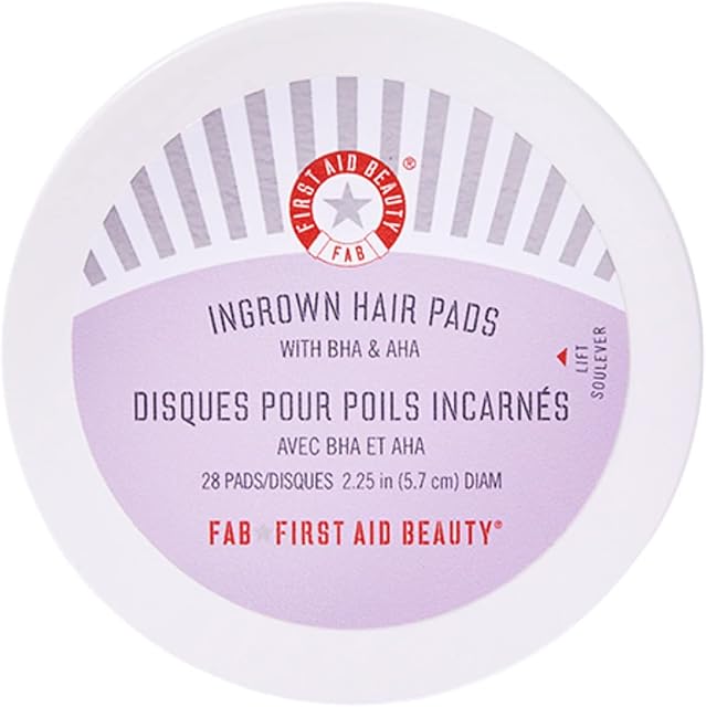 First Aid Beauty Ingrown Hair Pads with BHA & AHA  Daily Treatment Relieves Razor Burn, Prevents Ingrown Hairs and Soothes Irritation  28 Pads