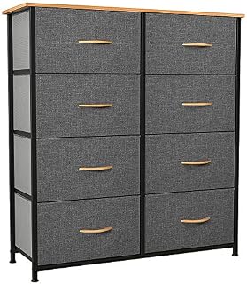 YITAHOME Chest of Drawers, Cationic Fabric 8-Drawer Storage Organizer Unit for Bedroom Living Room Closet, Sturdy Steel Frame, Easy Pull Fabric Bins & Wooden Top, Fabric Dresser