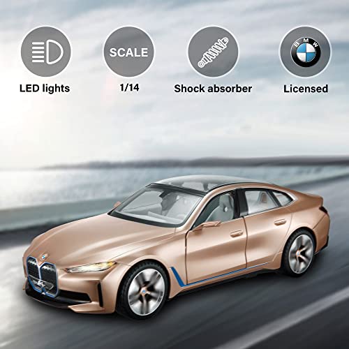 Image of Licensed 1:14 Scale I4 Remote Control Model Car, Super RC Sport Racing Car for Kids Boys Girls and Adults, Gifts, Open Doors and Working Lights, 2.4GHz, Golden