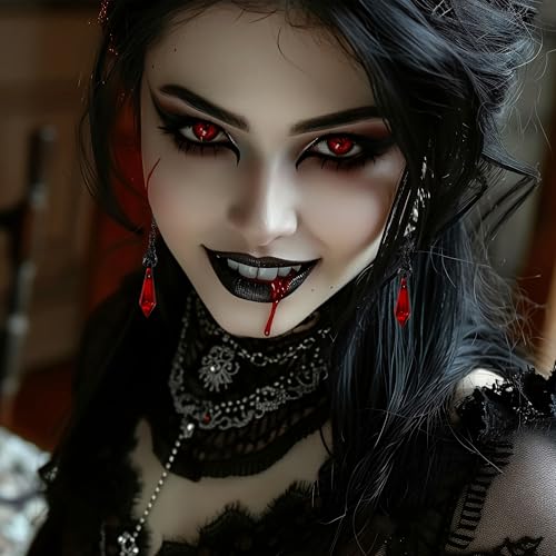 Gothic Vampire Earrings, Dark Bat Dangle Earrings Vampire Jewelry, Black and Red Gothic Earrings Crystal Gems, Goth Earring Vampires Accessories Jewelrys Halloween Goth Jewelry Gift for Women3