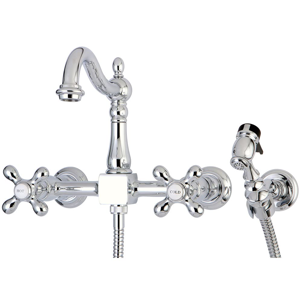 Kingston Brass KS1261AXBS Heritage Bridge Mutfak Bataryası, Cilalı Krom