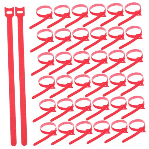 Happyyami 100 piezas correas reutilizables para sujetar y bridas resistentes para cables, organizador de cables debajo del escritorio, color rojo para electrónica y cargadores