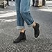 Athlefit Black Chelsea Ankle Boots for Women Low Heel Short Boots Slip On Fashion Elastic Lug Sole Booties Size 8