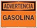 Vestil SI-W-60-B-PS-040-S GASOLINE/GASOLINA Warning Sign, Polystyrene, 0.040" Overall Size, 12.5" W x 9.5" H