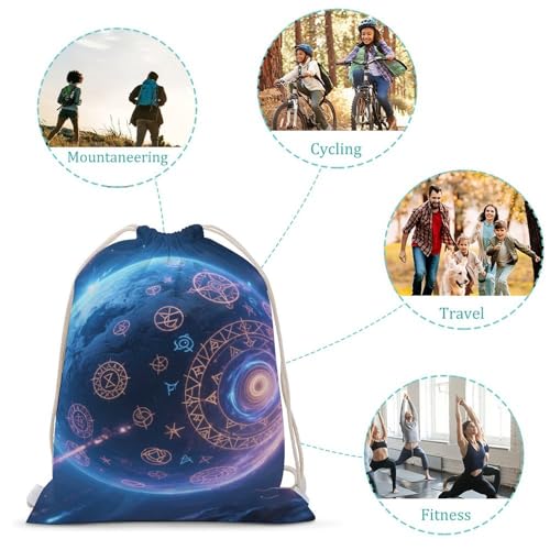 Magic Planet Drawstring Backpack Gym Bag Lightweight Sackpack Gift for Hiking Travel Beach Shopping3