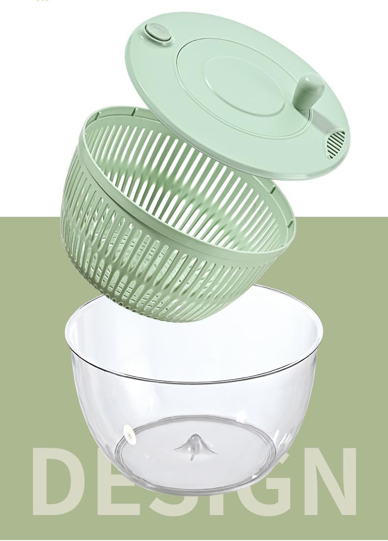 6 In 1 Salad Spinner, Large Salad Spinner with Vegetable Chopper, Multi-Use Lettuce Spinner, Fruit Washer, Wash, Spin and dry Salad Greens, Fruits & Vegetables, Kitchen Tools, Drain,5 Quart
