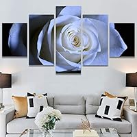 SIGNWIN 5 Panel Canvas Wall Art White Petal for Home Decorations Ready to Hang - 60