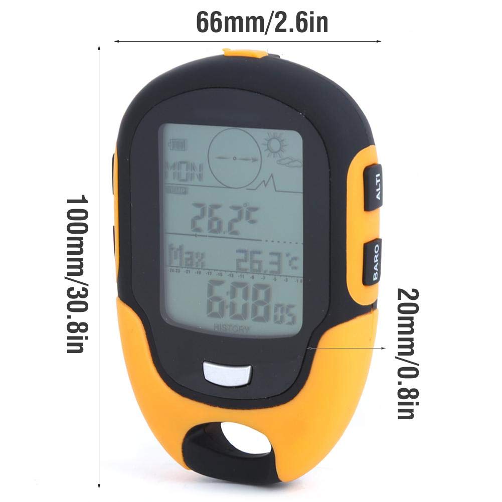 Keenso Altimètre numérique, FR510 ABS IPX4 Thermomètre LCD étanche Navigation GPS USB Humidité de température Rechargeable pour Le Camping activité d’Escalade en Plein air