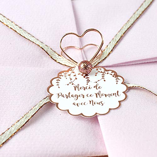 P&D Place Card Holders Heart Rose Gold Wedding Table Decoration Card Holders Hearts Pink Name Card Holder Table Decoration Rose Gold Antique Pink Shiny Pack of 10 - Image 2