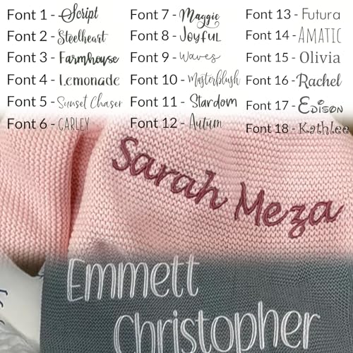Image of ubjva Personalized Baby Blanket Custom Baby Blanket with Name Customized Embroidered Knitted Blanket Gifts for Newborn Toddler Girl Boy