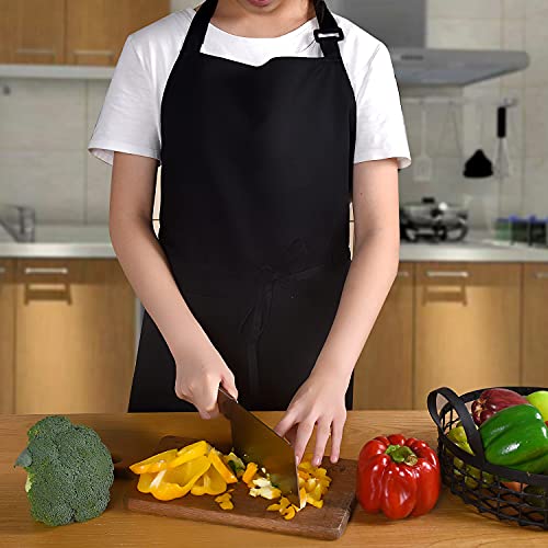 Wopoky Cotton Blend Waterproof Apron With 2 Pockets For Men Women - Cooking Kitchen Chef Arpon Bbq Work Painting Apron - Black/Burgundy/Dark Geen/Orange (1 Pack) (Black) #TOP1