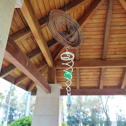 6" Hanging Wind Spinner With Sun Catcher Tail- Outdoor 3D Metal Decor Wind Spinner Yard Garden Outside Stainless Steel Spinner Gift Indoor Decoration Crafts Ornaments #TOP6