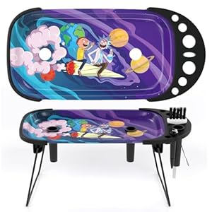 Rolling Tray with Cone Loader Accessories for King Size & 1 1/4 Size Pre Rolled Cones, Cone Filler & Foldable Stand – All-in-one Rolling Tray Set with Storage Bag by Gray Oval