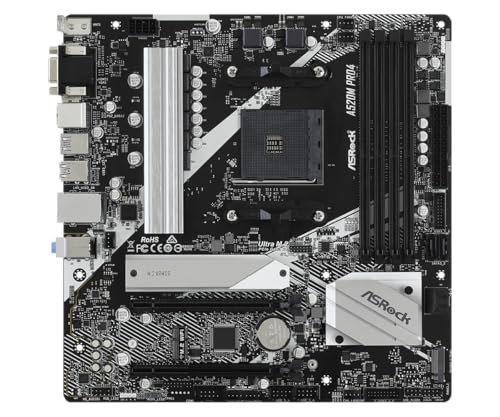 Image of ASRock A520M Pro4 AMD Ryzen 3000 /4000 Series (Soket AM4) Compatible with A520 Chipset, Micro ATX Motherboard [Domestic Authorized Dealer Product]