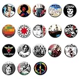 GTOTd Heavy Metal Music and Band Buttons Rock Pins Set（18 Pack, 1 inch）Accessories Rock and roll for Clothes Backpack JacketsPins Gifts for Fans,1' inch（25mm）