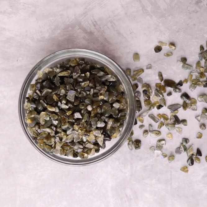 Image of Natural Labradorite Crystal Chips 250 GM | Decorative Gemstone Chips for Vastu, Home Decor, Meditation Space, Jewelry Making, Resin Art & Crafts